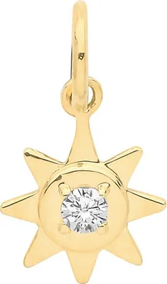 Produktbild von Modischer 9 Karat (375) Gold Stern Damen - Anhänger mit Zirkonia - 13mm*8mm; TRS37879