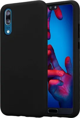 Produktbild von Cadorabo Hülle für Huawei P20 Schutz Hülle in Schwarz Hybrid Handyhülle Etui TPU Silikon Cover