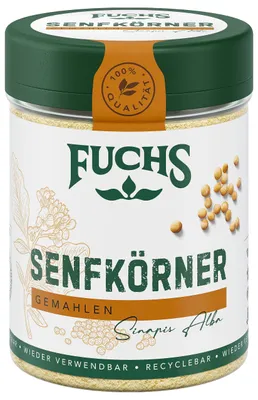 Produktbild von Fuchs Gewürze Senfkörner gemahlen – für Rubs, Suppen und Saucen, 45 g in recyclebarer Dose