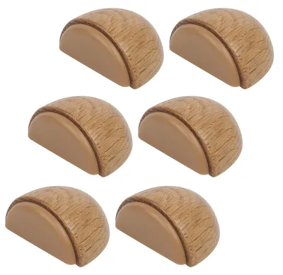 Image de Butée de porte autocollante pour le sol – Butée de porte en bois à coller – Chêne naturel [6 pièces]