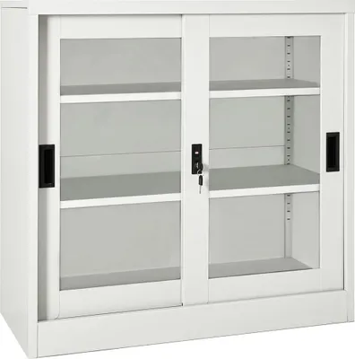 Produktbild von Schrank mit Schiebetür Hellgrau 90x40x90 cm Stahl