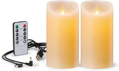 Zdjęcie produktu dla Akumulatorowa podgrzewaczka LED – z pilotem – ruchomy płomień – bezpieczna i trwała – bezzapachowa – świąteczna – stacja ładująca