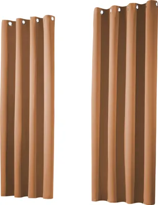 Produktbild von heimtexland ® 1 Paar Verdunklungsgardinen Thermovorhänge Ösenschal  Typ139 Camel-Braun HxB 245 x 135 cm
