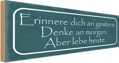 Produktbild von vianmo Holzschild 10x27 cm erinnere an gestern denke Dekoration