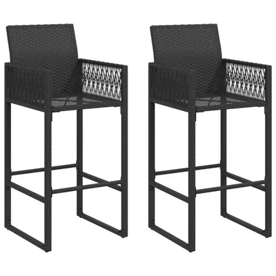 Immagine prodotto di Sgabello da giardino 2 pezzi in polirattan nero