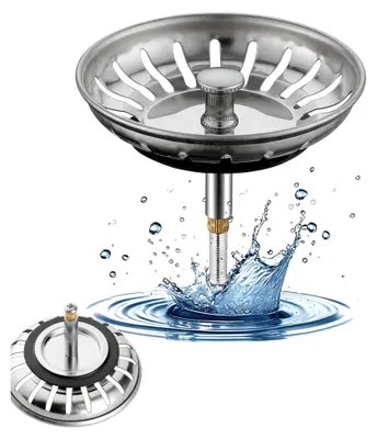 Produktbild von 1 Stück Universal Höhenverstellbares Abflusssieb, 82 mm Edelstahl Siebkörbchen für Spülbecken mit 30 mm Schrauben