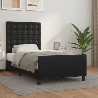 Produktbild von Bettgestell mit Kopfteil Schwarz 80x200 cm Kunstleder , Klassische Betten Design 2024