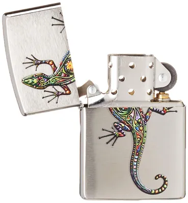 Produktbild von Zippo Sturmfeuerzeug Lizard, Brushed Chrome, nachfüllbar, windfest, Geschenkbox