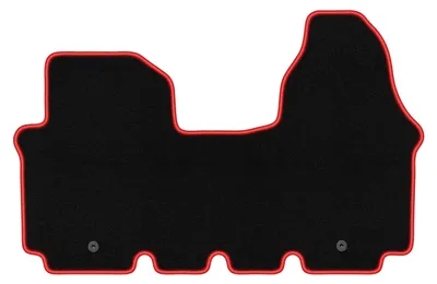 Produktbild von Fußmatten Automatten Velours Schwarz/Rot für Opel Vivaro 2001-2014 Set 1-tlg
