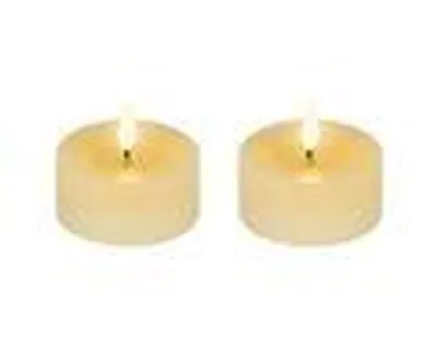 Productafbeelding van LED-kaarsen, 6x7,5 cm, met timerfunctie, 2 stuks - Flikkerend effect, crème, warm wit
