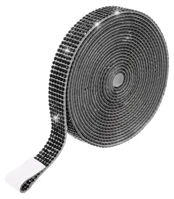 Strassband 12 mm x 2,74 m, selbstklebend, schwarz, für DIY-Deko