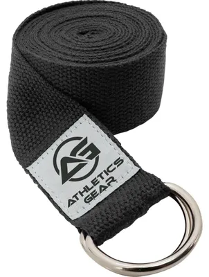 Imagen del producto de Cuerda para yoga con anillo en D de metal, de 1,8 metros de largo, 3,8 cm de ancho, fabricada en algodón, ideal para estiramientos
