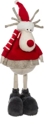 Image de Grand renne en peluche de Noël, 61 cm, couleur rouge