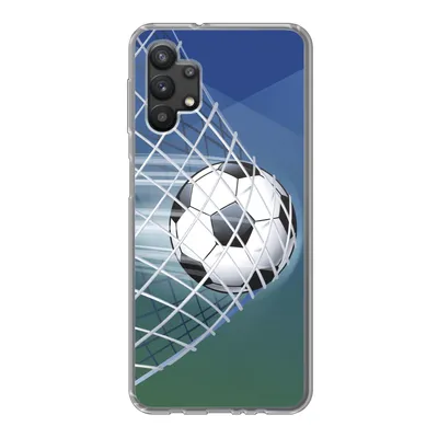 Produktbild von MuchoWow® Handyhülle Schutzhülle Hülle für Samsung Galaxy A32 5G Eine Illustration eines Fußballs im Netz - Jungen - Mädchen - Kinder Silikon Softcase Handy Hülle - Softcase