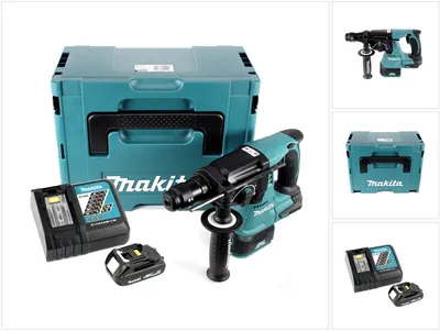 Immagine prodotto di Makita DHR 243 RY1J Martello combinato a batteria 18 V Brushless + 1x batteria 1,5 Ah + caricabatteria + Makpac