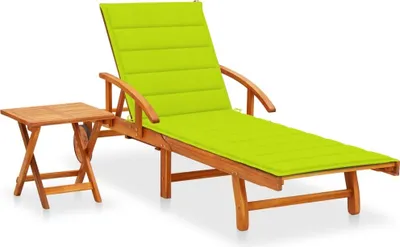 Produktbild von Sonnenliege mit Tisch und Auflage Akazie Massivholz