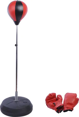 Produktbild von HOMCOM Punchingball Set Standbox Training Set 125/131/138/145cm höhenverstellbar mit 1 paar Handschuhe 1 Pump Geeignet für Profis und Anfänger Schwarz+Rot