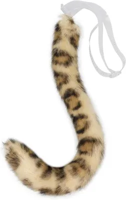 Productafbeelding van LUOFENG Kattenkostuum van nepbont met luipaardstaart voor Halloween en Kerst, verstelbare vossenstaart