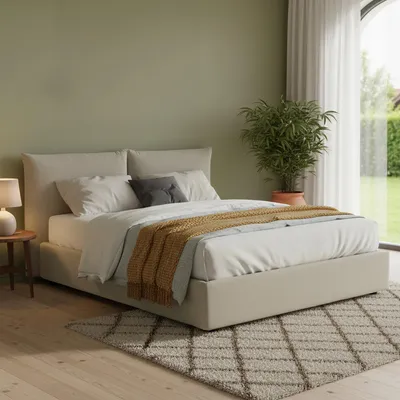 Image de Aghineo - Lit Double, Beige, Déhoussable Italy