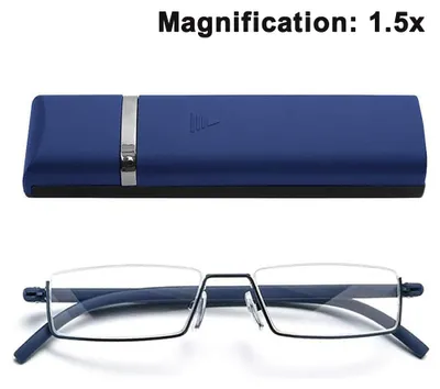 Produktbild von Klare Halbrahmen-Lesebrille für Damen und Herren, leichte Computerlesebrille mit tragbarem Spiegelfach