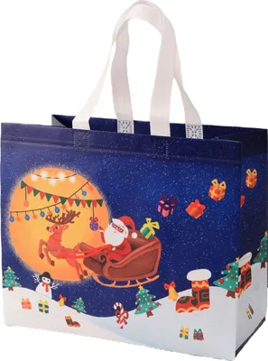 Produktbild von Weihnachtsgeschenktüte Weihnachtsmann Schneemann Design Große Kapazität Doppelgriff Vliesstoff Süßigkeiten Geschenkverpackungstüte H