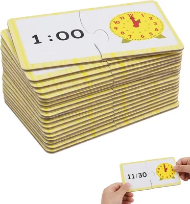 Produktbild von Lernuhr ab 5 Jahre, für Kinder, 12 doppelseitige Puzzles, Lernspielzeug