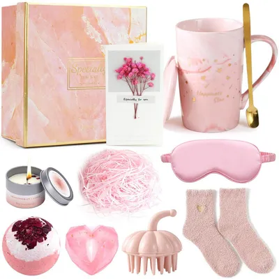 Produktbild von Geschenkset für Frauen mit Keramiktasse, Duftkerze & Badekugel
