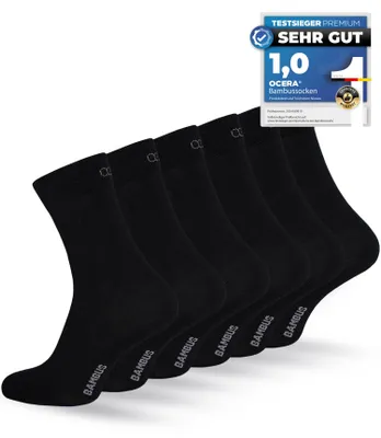 Produktbild von OCERA 6x Bambus Socken Uni verschiedenen Farben - Schwarz 35/38