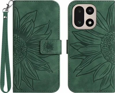 Produktbild von OnePlus 15 Hülle - Coverup Sonnenblume Klapphülle mit Schlüsselband - Grün