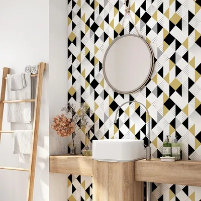 Produktbild von Klebefolie für Badezimmer - Lumaléa - Geometrisches Muster - Klebefolie + MATTE Schutzfolie - 65 x 65 cm