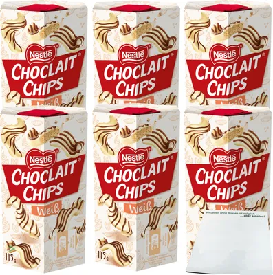Produktbild von Nestle Choclait Chips Weiß 6er Pack (6x115g Packung) + usy Block