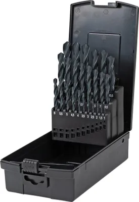Produktbild von STIER Spiralbohrer Set HSS-R, 25-teilig, 1 - 13 mm, Metallbohrer Satz, Stahlbohrer Satz, Bohrer Set, rollgewalzt, zylinderischer Schaft, in Kassette, DIN 338