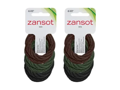Obrázok produktu pre Zansot, elastické gumičky do vlasov, veľké, tkané, 12 kusov, čierne, zelené, hnedé