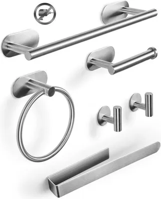 Produktbild von Famanu Handtuchset 6-teilig - Badezimmeraccessoires ohne Bohren, Wandmontage, Edelstahl