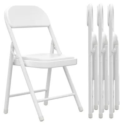 Produktbild von Esszimmerstühle Set - Gepolsterte Lederstühle 4er Set - Metallrahmen - Bequem - Für Küche und Esszimmer - Weiß