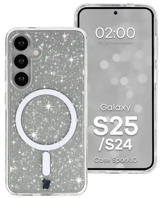 Produktbild von Glitzer Hülle mit Magnetring für Galaxy S25 / S24, Bizon Case SparklO, Transparent mit Glitzer