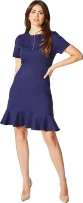 Image de Principles - Robe Shift avec fermeture éclair devant pour femme DH7771 (42 FR) (Bleu marine)