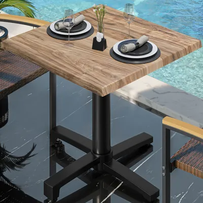 Produktbild von WBO | Bistro Außen Tisch | B:T:H 60 x 60 x 78,5 cm | Sheesham / Schwarz | Quadratisch | Bistro Tisch Gastro Tisch