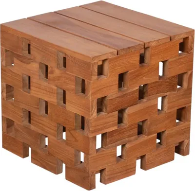 Produktbild von deVries Design-Beistelltisch/Hocker "CHESSBOARD" aus Teakholz 50 x 50 x 50 cm