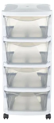 Image de Commode fonctionnelle - 4 tiroirs - L 40 x l 36 x H 80 cm - Blanc