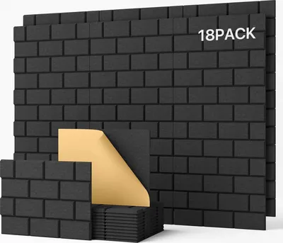 Zdjęcie produktu dla Panel akustyczny 30 x 40 x 1 cm, 18 sztuk, samoprzylepny, czarny, do ściany