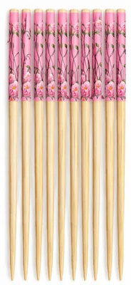 Bambus-Essstäbchen mit Blumenmuster, 10 Paar, 24 cm
