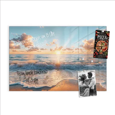 Produktbild von Magnettafel 60x40cm Pinnwand Whiteboard beschreibbar - Strand Sonnenuntergang