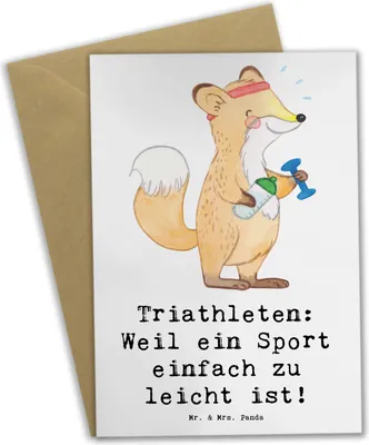 Produktbild von Mr. & Mrs. Panda babykarte Triathlon Helden - Weiß - Geschenk, osterkarte, weihnachtskarten, Sportart, Grußkarte, glückwunschkarten, Herausforderung, Sportler, Teamsport