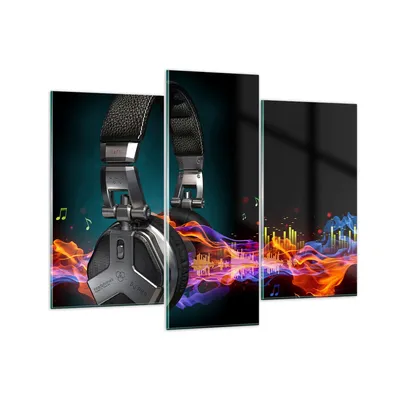 Produktbild von Bilder auf glas - Feuer Audio Kopfhörer - 130x100cm - Glasbilder - Wandbilder - Kunstdruck - zum Aufhängen bereit - Wanddekoration aus Glas - Glas Bilder - Wandbild auf Glas - GCB130x100-2653