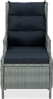 Produktbild von vidaXL Verstellbarer Gartensessel mit Fußhocker Poly Rattan Hellgrau