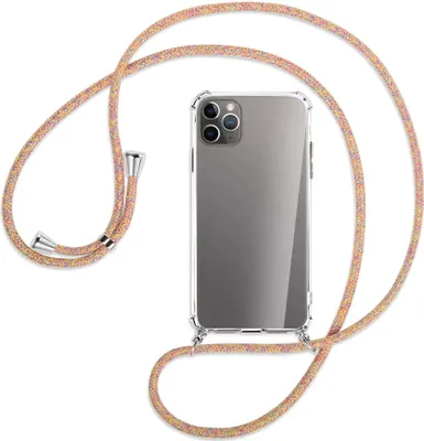 Produktbild von Handykette Backcover-Schutzhülle mit Band (Metall silberfarben) für Apple iPhone 11 Pro Max - Rainbow