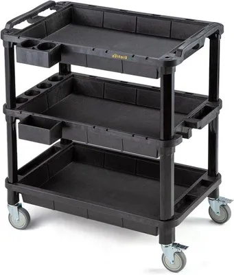 Image de Mallette industrielle à roulettes - Boîte de rangement pour atelier - 825 x 465 x 914 cm - Noir