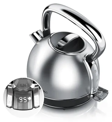 Image de Bouilloire Arendo avec réglage de la température, 1,7 l, 2200 W, acier inoxydable Retro Style Vintage, protection contre la surchauffe & la cuisson à sec, noir
