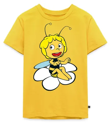 Produktbild von Spreadshirt Biene Maja Sitzt auf Blume Kinder Premium T-Shirt, 98/104 (2 Jahre), Sonnengelb